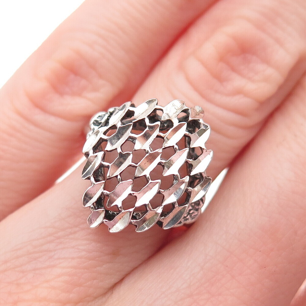 Lisa Lee Creations 925 Sterling Silver Vintage Modernist Petal Ring Size 6